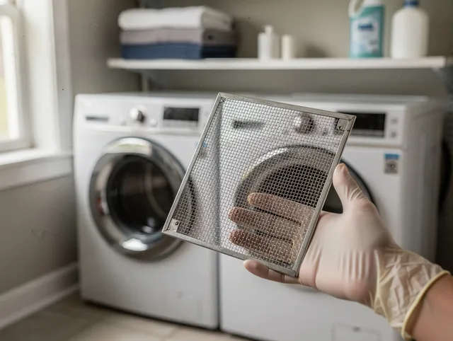 West Warwick Dryer Vent Cleaning specialist performing detailed lint trap cleaning service in West Warwick