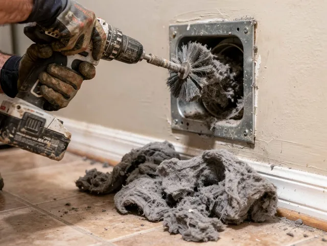 Certified West Warwick Dryer Vent Cleaning technician performing dryer vent cleaning in West Warwick